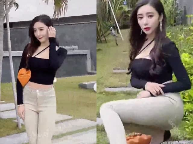 【秀人王馨瑶】极品牛仔蜜桃臀，无内肉丝微微透BB 超美 