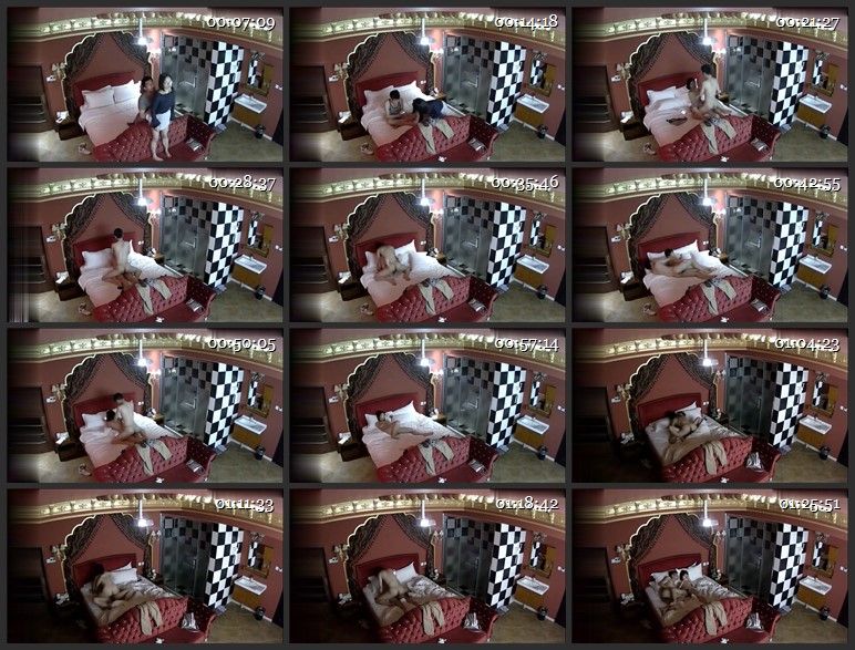 情趣酒店美式大床偷拍眼镜女和男炮友开房激情轮流换上位啪啪 