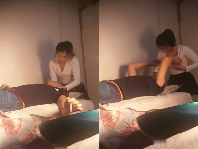 大叔保健会所找美女技师精油开背,谈好价钱直接开炮