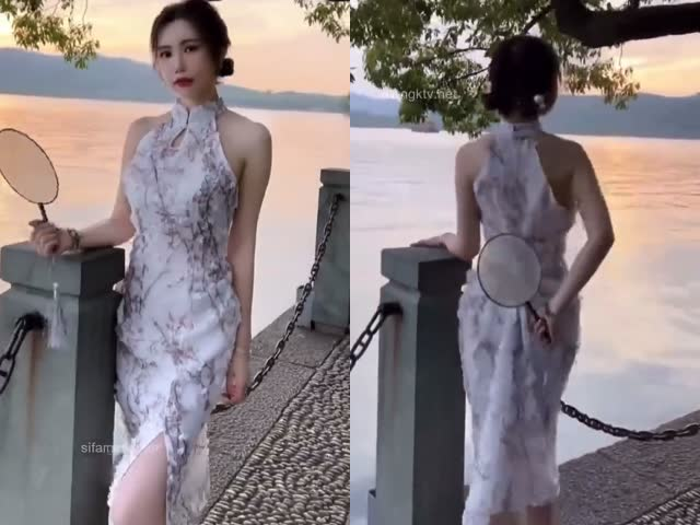 秀人视频 绮里嘉 西子旗袍美人 脱胸罩各视角巨乳特写 